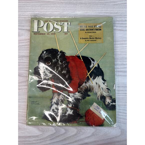Vtg Saturday Evening Post Sept. 28 1946 Albert Staehle Butch Dog Cover Magazine - Picture 1 of 6